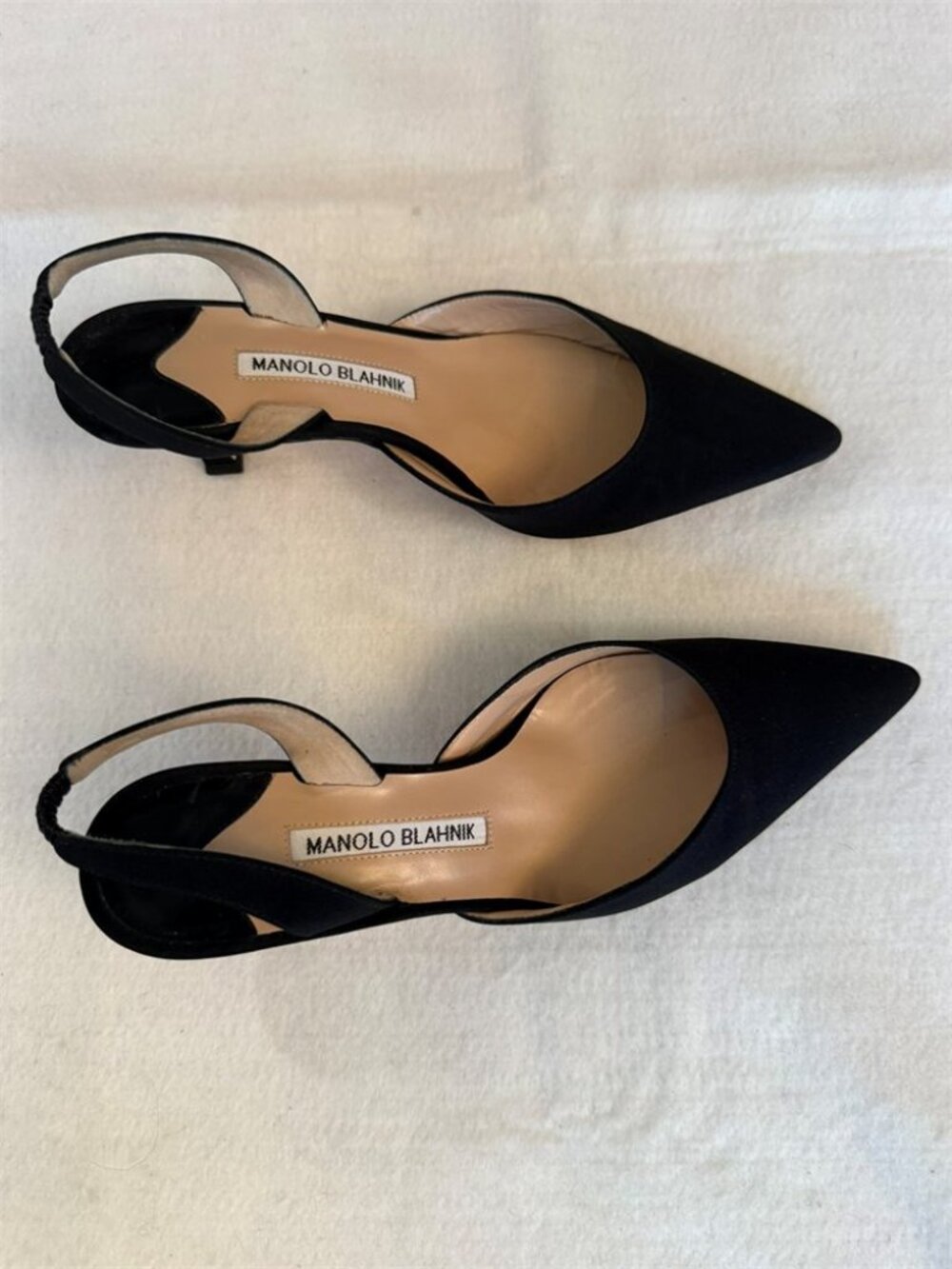 Manolo Blahnik Carolyne 50 Black Crepe Slingback Pumps Size US size 6.5